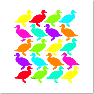 Colourful Geese walking Posters and Art